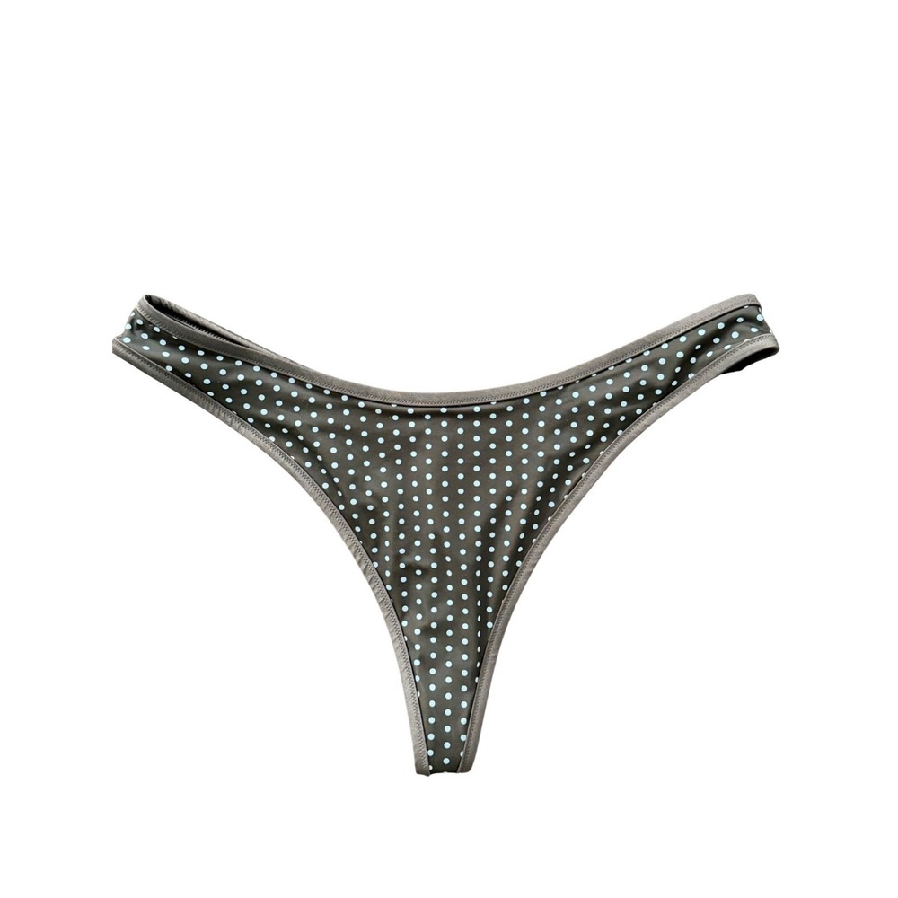 Victoria's Secret PINK x Frankies Bikinis Brown Polka Dot Thong Swim Bottom M